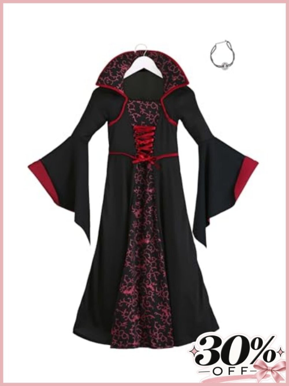 Royal Vampire Costume Dress Choker Cameo Halloween Girls XL - Picture 5 of 5